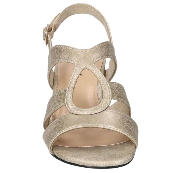 Easy Street Women's Zella Slingback Kitten Heel Sandals Light Gold Size 8 1/2 W - Picture 3 of 6